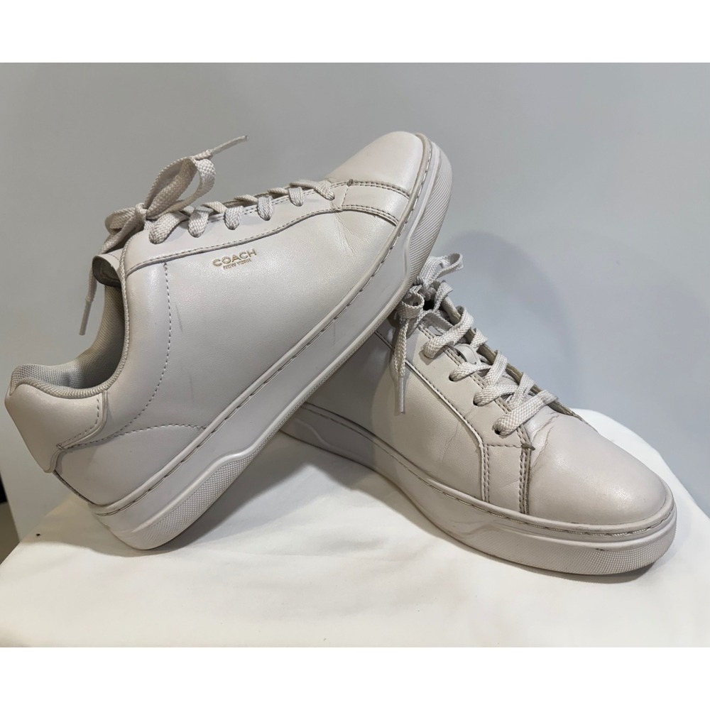 Coach New York Low Top Leather Sneakers Chalk White CX120 Mens 9.5D